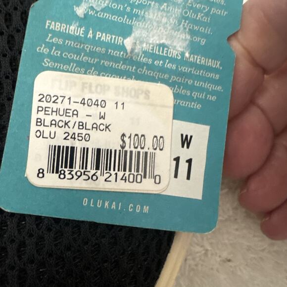 Olukai Pehuea Black Taupe Mesh Casual Slip On Loafers Shoes Women's 11 - Picture 2 of 12